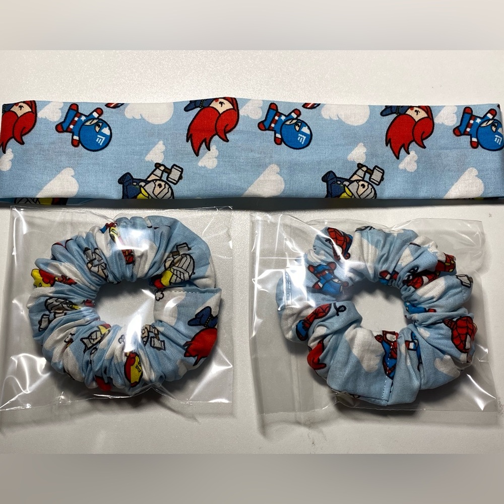 Avengers Hair Scrunchies & Headband Handmade NWT